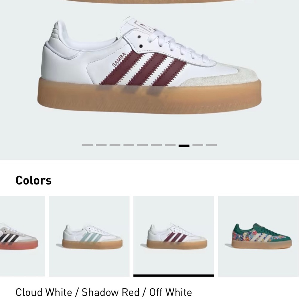 Adidas Samba White and Burgundy Sneakers